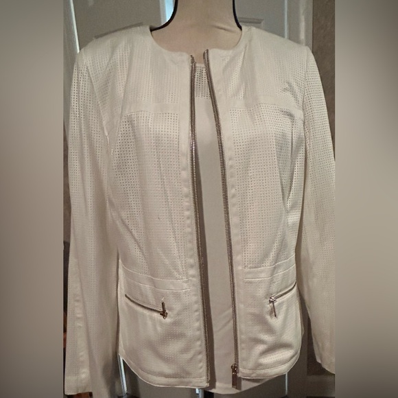 Two piece set: white top (Medium)with matching jacket (8). Wore jacket once. EUC - Picture 1 of 7